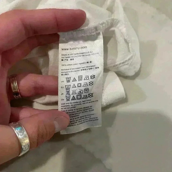 Tommy Hilfiger White Short Sleeve Anchor Print Graphic T-Shirt Top Womens Large - Picture 4 of 5